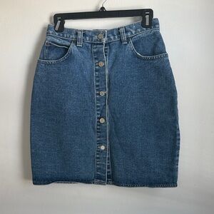Vintage Rafaella Jeans Denim Button Front Skirt Size 8 100% Cotton